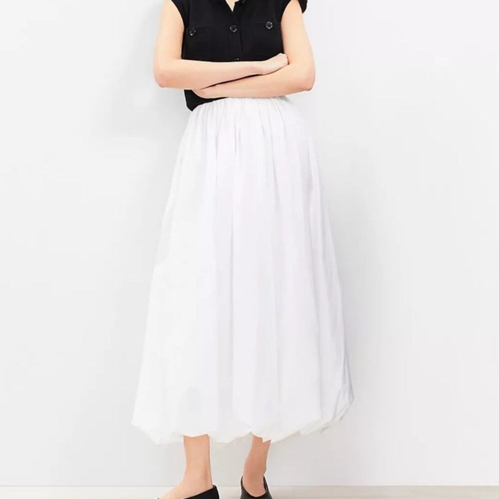 LOFT White Midi bubble skirt